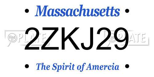 2ZKJ29 Massachusetts License Plate
