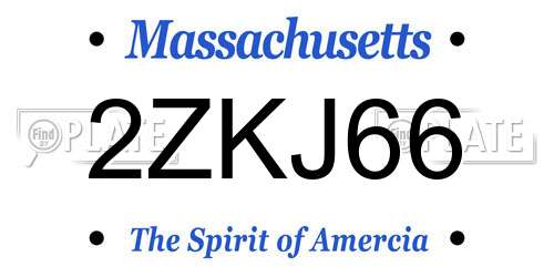 2ZKJ66 Massachusetts License Plate