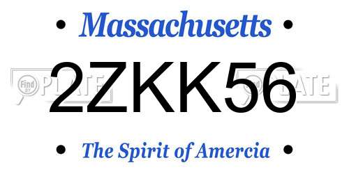 2ZKK56 Massachusetts License Plate