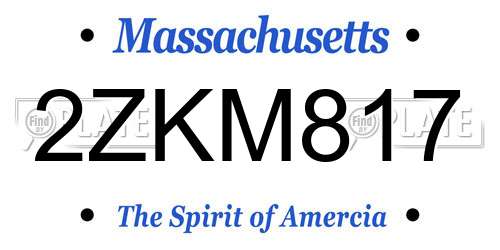 2ZKM817 Massachusetts License Plate