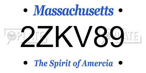 2ZKV89 Massachusetts License Plate