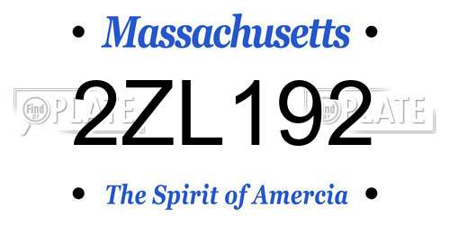 2ZL192 Massachusetts License Plate