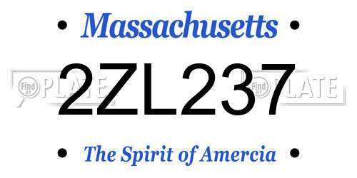 2ZL237 Massachusetts License Plate