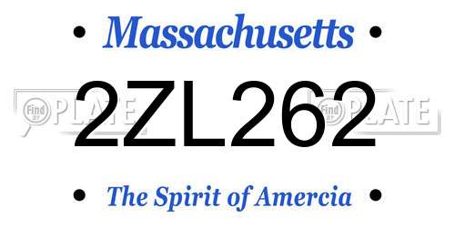 2ZL262 Massachusetts License Plate