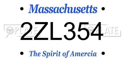 2ZL354 Massachusetts License Plate