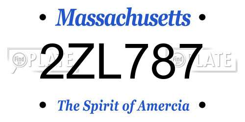 2ZL787 Massachusetts License Plate