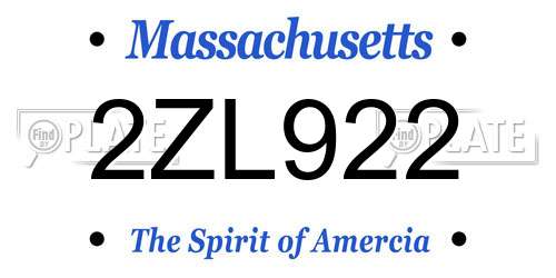 2ZL922 Massachusetts License Plate