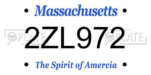 2ZL972 Massachusetts License Plate