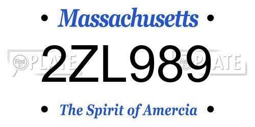 2ZL989 Massachusetts License Plate