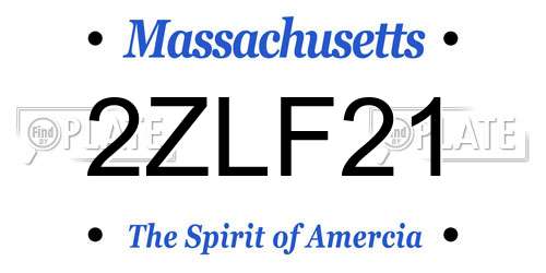 2ZLF21 Massachusetts License Plate