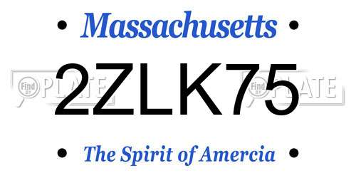 2ZLK75 Massachusetts License Plate