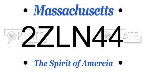 2ZLN44 Massachusetts License Plate