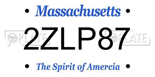 2ZLP87 Massachusetts License Plate