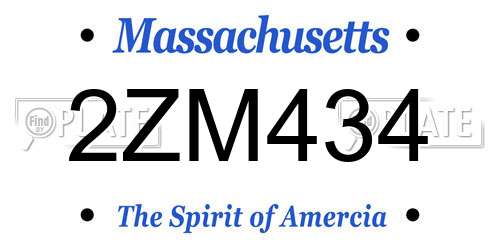 2ZM434 Massachusetts License Plate