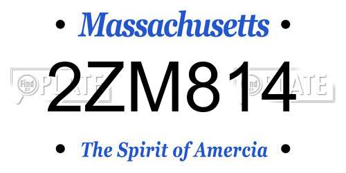2ZM814 Massachusetts License Plate