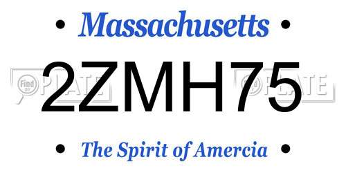 2ZMH75 Massachusetts License Plate