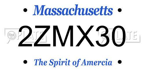 2ZMX30 Massachusetts License Plate