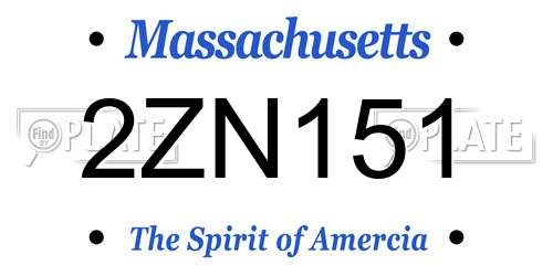 2ZN151 Massachusetts License Plate