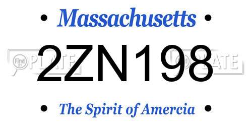2ZN198 Massachusetts License Plate