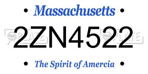 2ZN4522 Massachusetts License Plate