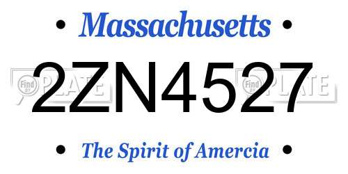 2ZN4527 Massachusetts License Plate