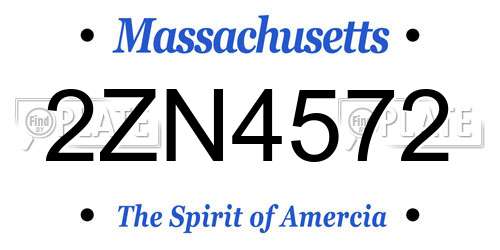 2ZN4572 Massachusetts License Plate