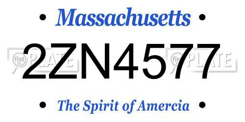 2ZN4577 Massachusetts License Plate