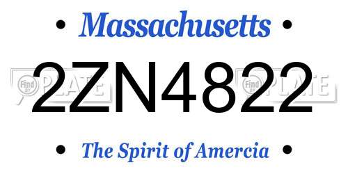 2ZN4822 Massachusetts License Plate