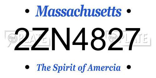 2ZN4827 Massachusetts License Plate
