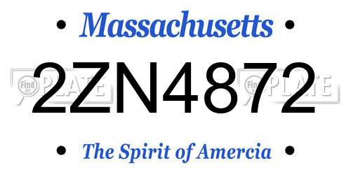 2ZN4872 Massachusetts License Plate