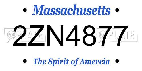 2ZN4877 Massachusetts License Plate