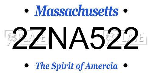 2ZNA522 Massachusetts License Plate
