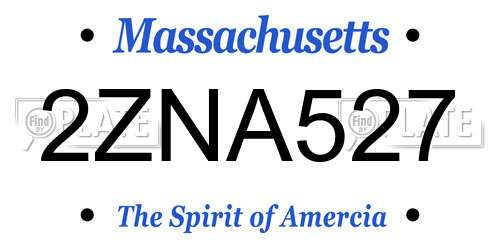 2ZNA527 Massachusetts License Plate