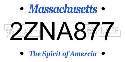 2ZNA877 Massachusetts License Plate