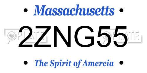 2ZNG55 Massachusetts License Plate