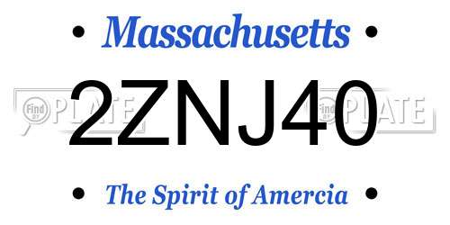 2ZNJ40 Massachusetts License Plate