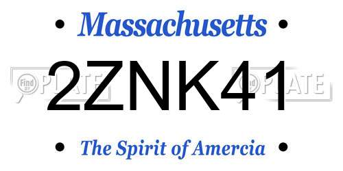 2ZNK41 Massachusetts License Plate