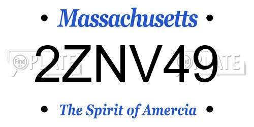 2ZNV49 Massachusetts License Plate
