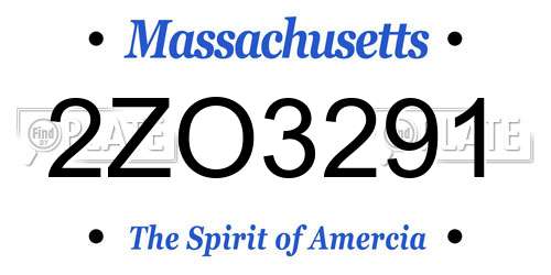 2ZO3291 Massachusetts License Plate