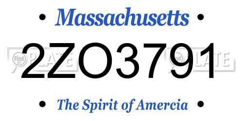 2ZO3791 Massachusetts License Plate