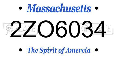 2ZO6034 Massachusetts License Plate