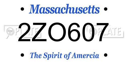 2ZO607 Massachusetts License Plate
