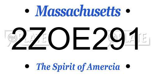 2ZOE291 Massachusetts License Plate