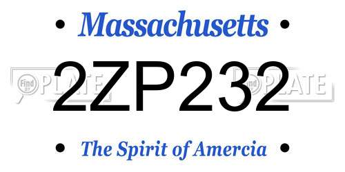 2ZP232 Massachusetts License Plate