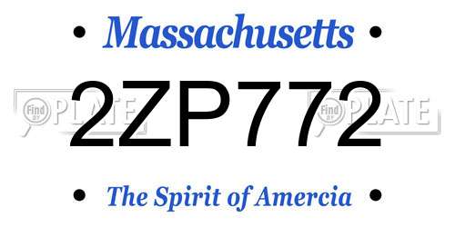 2ZP772 Massachusetts License Plate