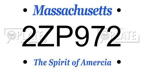 2ZP972 Massachusetts License Plate