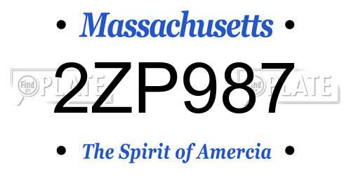 2ZP987 Massachusetts License Plate