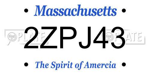 2ZPJ43 Massachusetts License Plate