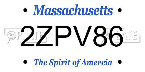 2ZPV86 Massachusetts License Plate
