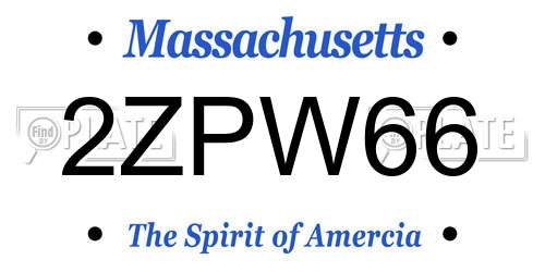 2ZPW66 Massachusetts License Plate